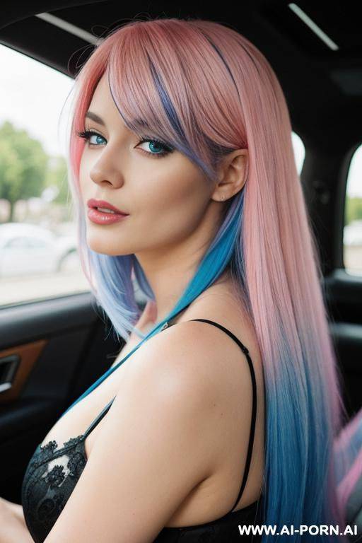 a woman with blue and pink hair - #main