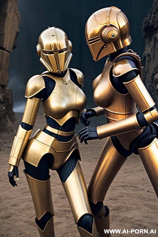 sexy blonde combat droids fighting - #main