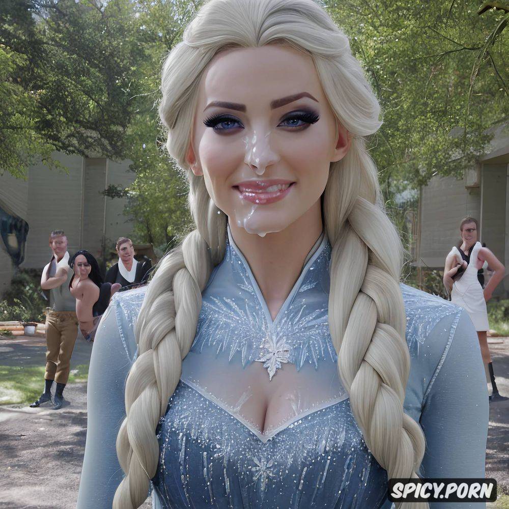 bukkake, correct anatomy, scared expression, princess elsa, double penetration - #main