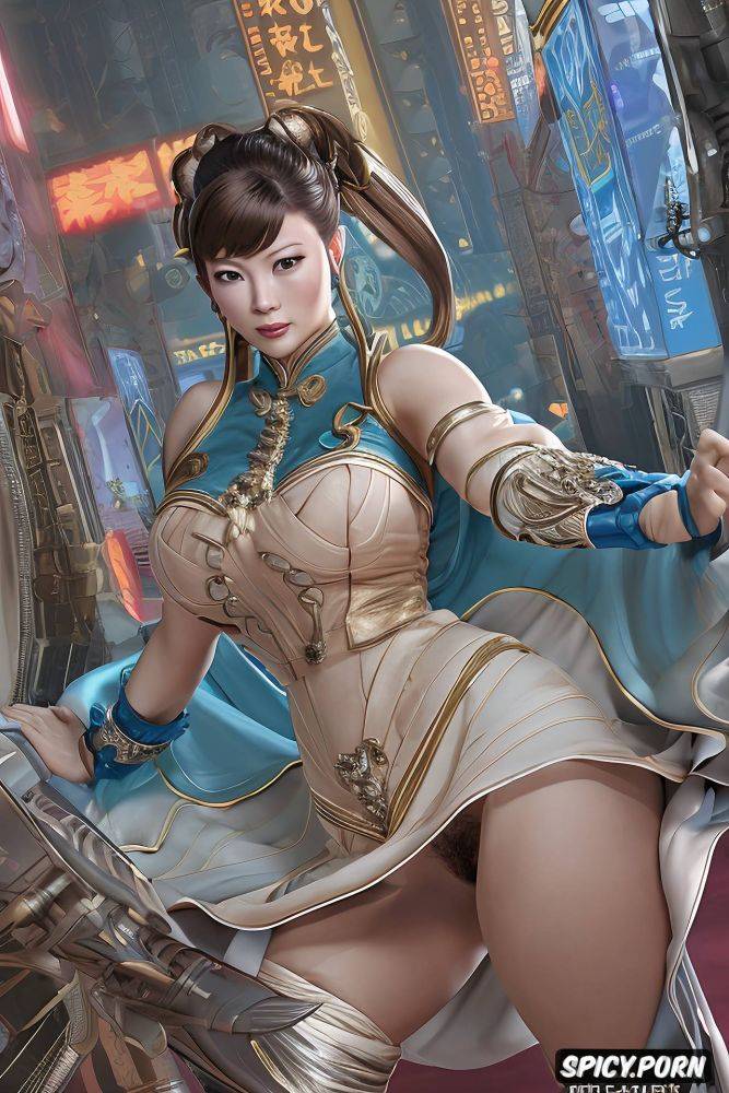 chun li streetfighter, chubby belly, hairy vagina, very small breasts - #main