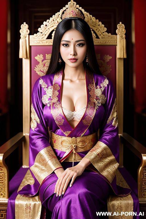 empress of china, full empress robe, sitting on throne in big palace, her iq is ultra-high, - #main