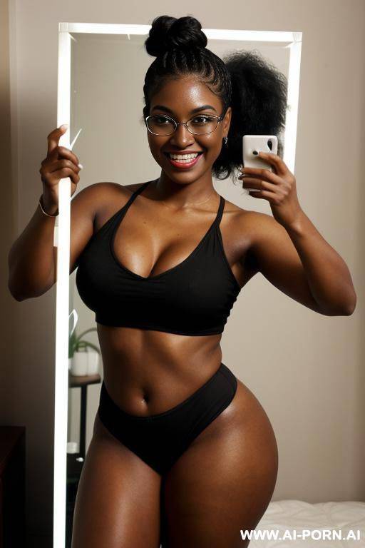 black woman, supermodel, big nose, braided hair, hair in bun, nerdy, scientist - #main