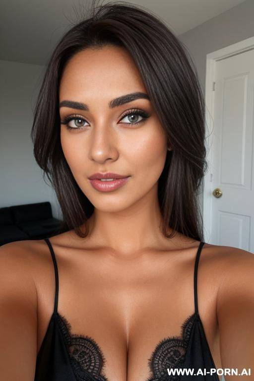 bright grey eyes, tanned, dark brown hair - #main