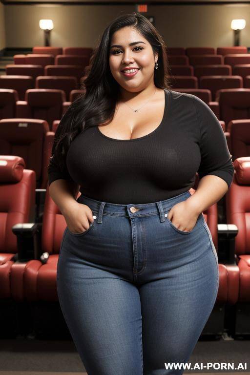 mexican, nerd, extremely pear shaped, huge nose, dark skin, holding books, extremely fat hourglass figure, chicana, chola, abnormal wide hips, high rise jeans - #main