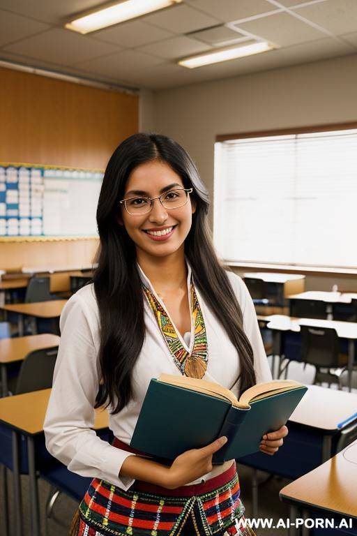 mexican, nerd, huge nose, dark skin, holding books - #main