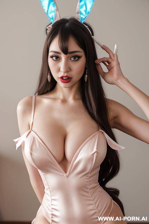 cosplay, raised eyebrows (((raised eyebrows))) (ahegao) (((gorgeous model))) (((full lips))) (hoop earrings) (((hourglass figure))) (((long flowing hair))) ((very pretty face)) - #main