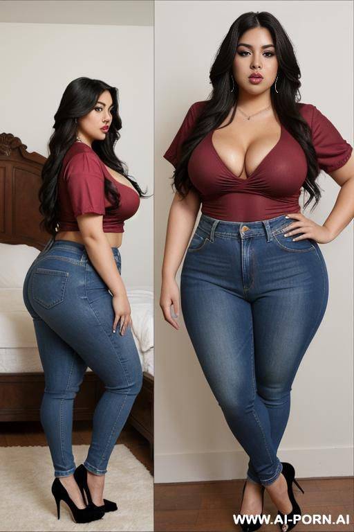 mexican, pasty skin, supermodel, wide hips, rapper, long hair, extra thicc, very proportionately plump - #main