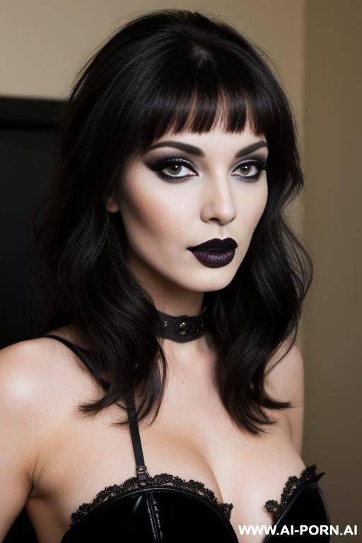 brunette with black lipstick - #main