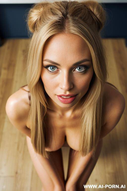 (beautiful slutty babe), (tanned skin) (fully nude), ((high quality)), ((depth of field)), ((long golden hair with dark roots)), ((soft seductive smile)), (on knees), (tongue out), (even lighting) - #main