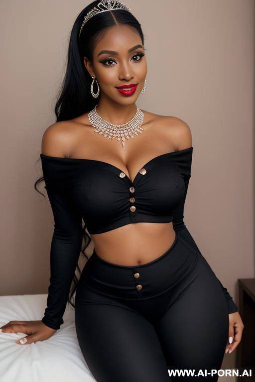 tiara, bling, off shoulder, soft cotton leggings, round boobs, extremely pretty, full lips, button nose, eye contact, ahegao, big earrings, styled hair, tight waist, hourglass figure - #main