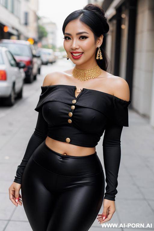 street, bling, off shoulder, soft cotton leggings, round boobs, extremely pretty, full lips, button nose, eye contact, ahegao, big earrings, styled hair, tight waist, hourglass figure - #main