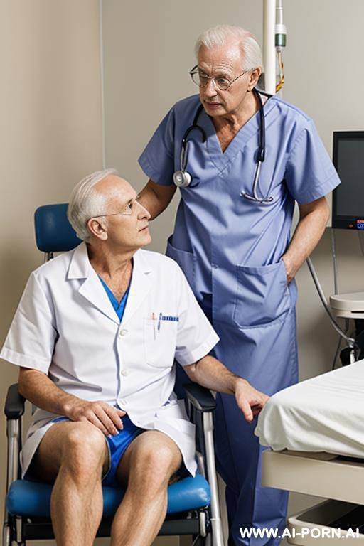 doctor together with an old man (male) in hospital - #main