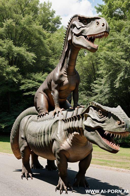 time traveler riding on tyranosaurus. - #main
