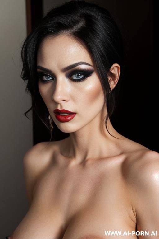 errect nipples, strong makeup, angry - #main