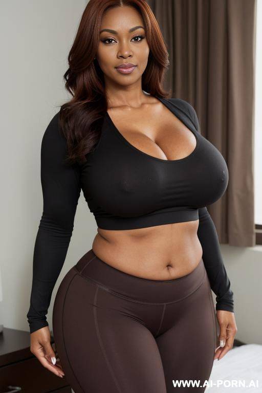 sexy bimbo milf, aged milf, matured milf, thot, really dark black skin, deep dark black skin color, ultra thicc, bulked up thighs, tight shirt, extremely gigantic boobs, perfect eyes, long straight hair - #main