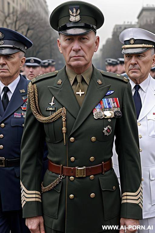 military parade, military dress uniform, military necklace, surrounded by old men - #main
