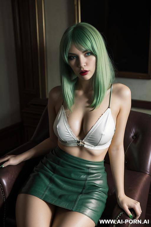 woman on a leather chair - #main