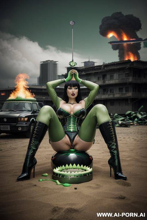 tall busty , short pixie hair with shaved sides, gorgeous face, thick lips, huge boobs, , seductive, full body picture, standing up, - #main