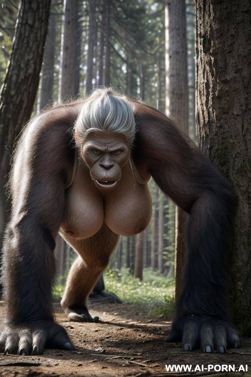 night, darkness, big bigfoot male, big yeti (realistic bigfoot male) mating with amateur mature mom in on all fours pose (bigfoot fuck mature woman) (bigfoot and mature amateur woman copulate), - #main