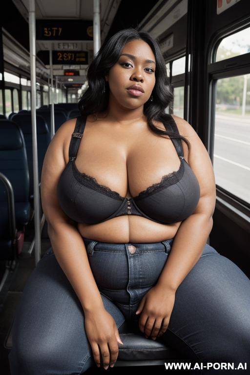 (((full body shot))), pink sneakers, blue jeans, looking front, topless, (((milf))) - #main