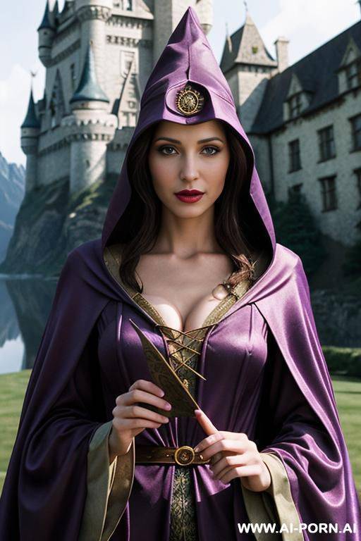 (closeup) (famous fictional wizard castle) (famous fictional smart wizard woman) (invisible cloak) - #main