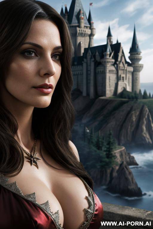 (close up) (famous fictional wizard castle) (famous fictional smart wizard woman) - #main