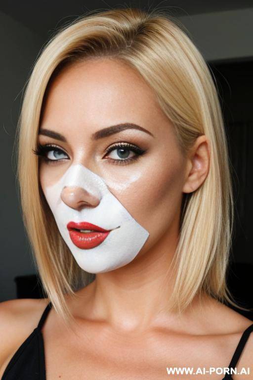 blonde woman with cum on face - #main