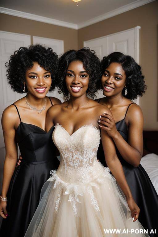two black woman with happy faces in wedding dresses - #main