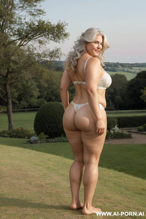 village! old woman, standing on the grass! barefoot. nude ass, nude ass, back - #main