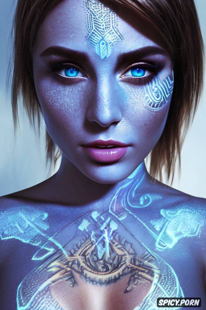 holographic projection, k shot on canon dslr, cortana halo combat evolved beautiful face digital blue - #main