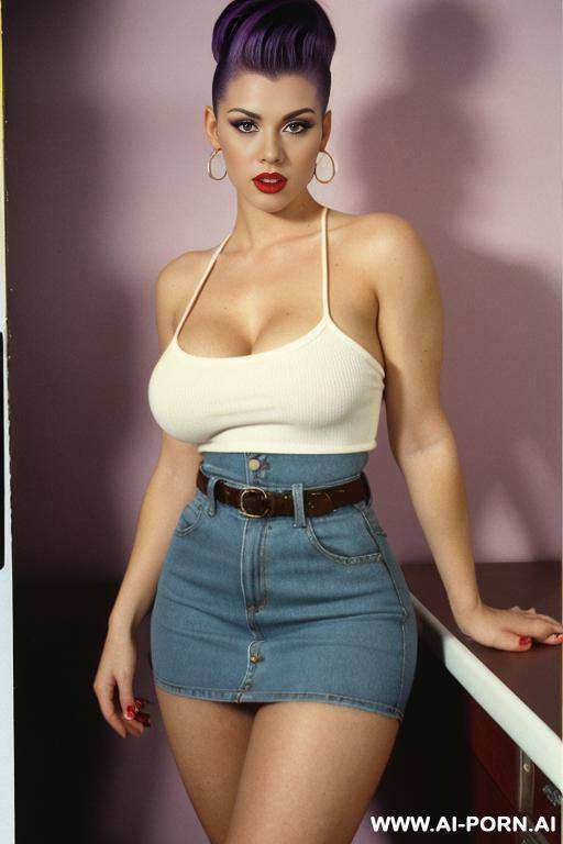 tall busty , hair with shaved sides, gorgeous face, thick lips, massive boobs, , seductive, full body picture, standing up, - #main