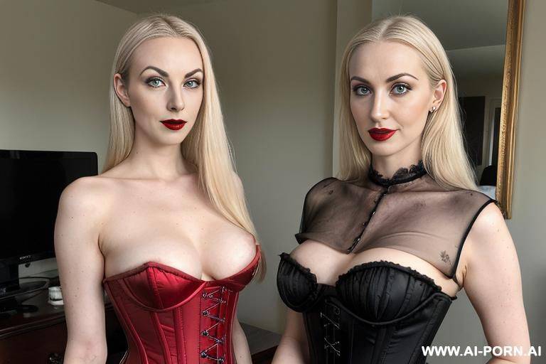 red lips, corset, see through blouse - #main