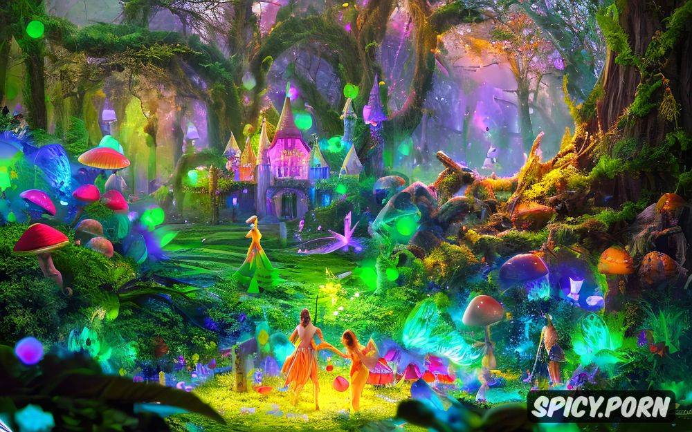 hiqh quality picture, beautiful colors, magic mushrooms glowing in the dark - #main