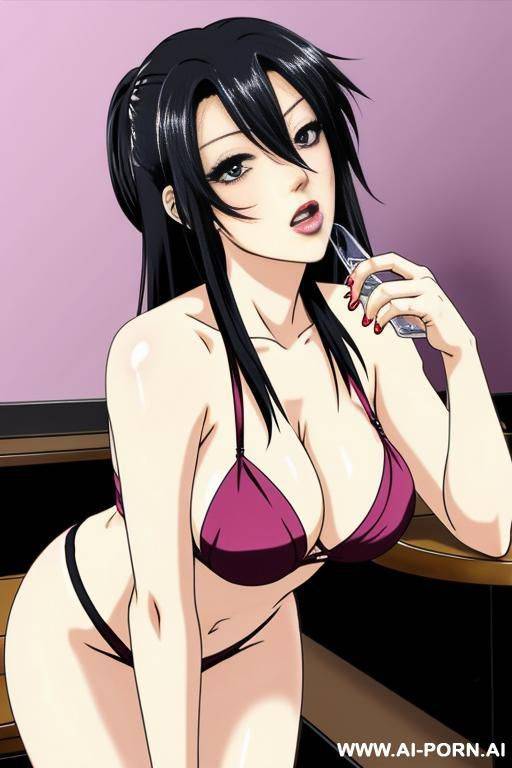 drunk woman, tipsy face, anime style, drinking - #main