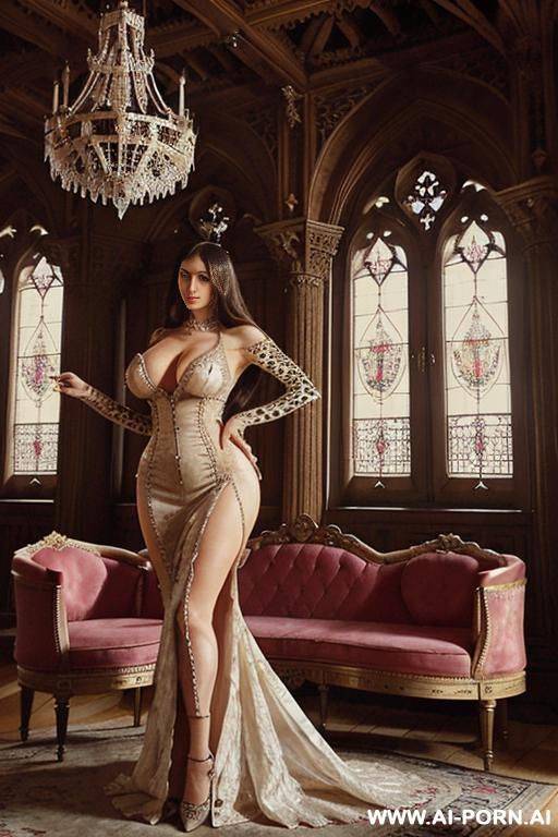 (( waist, wide hips, breasts bigger than head)), beautiful face, leopard print theme, tight dress - #main