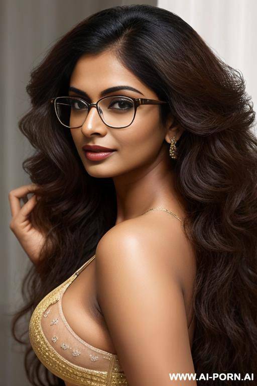 indian woman with glasses and long curly hair - #main