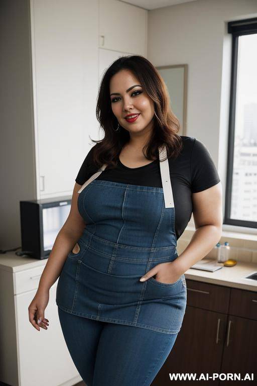 mexican, supermodel, big forehead, wide hips, tight shirt, eye contact, high rise jeans, apron - #main