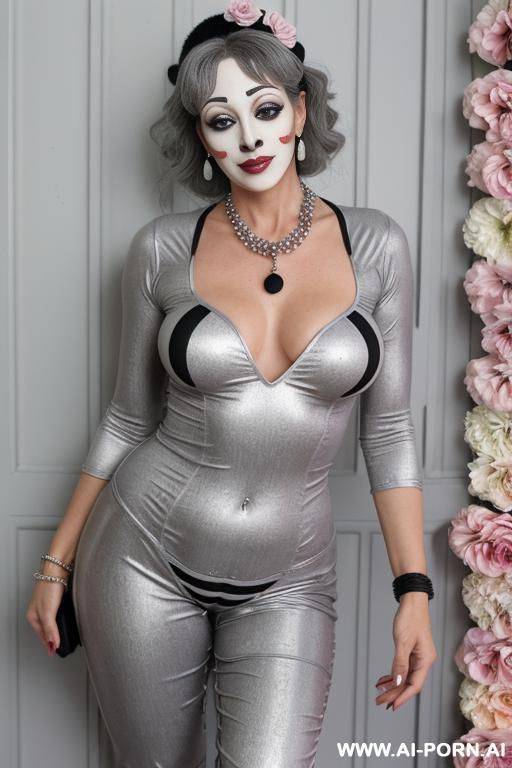 mature, milf, perfect hourglass figure, eye contact, looking into camera, necklace, earrings, bracelets, wearing flowers, totally naked, full h - #main