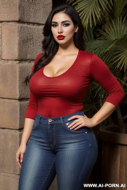 mexican, lots of moles, big hips, big nose, nerd, tight red shirt - #main