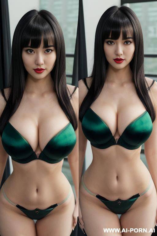 anime, satin office suit and bra, satin shirt, ((hourglass figure)), extermely white skin - #main