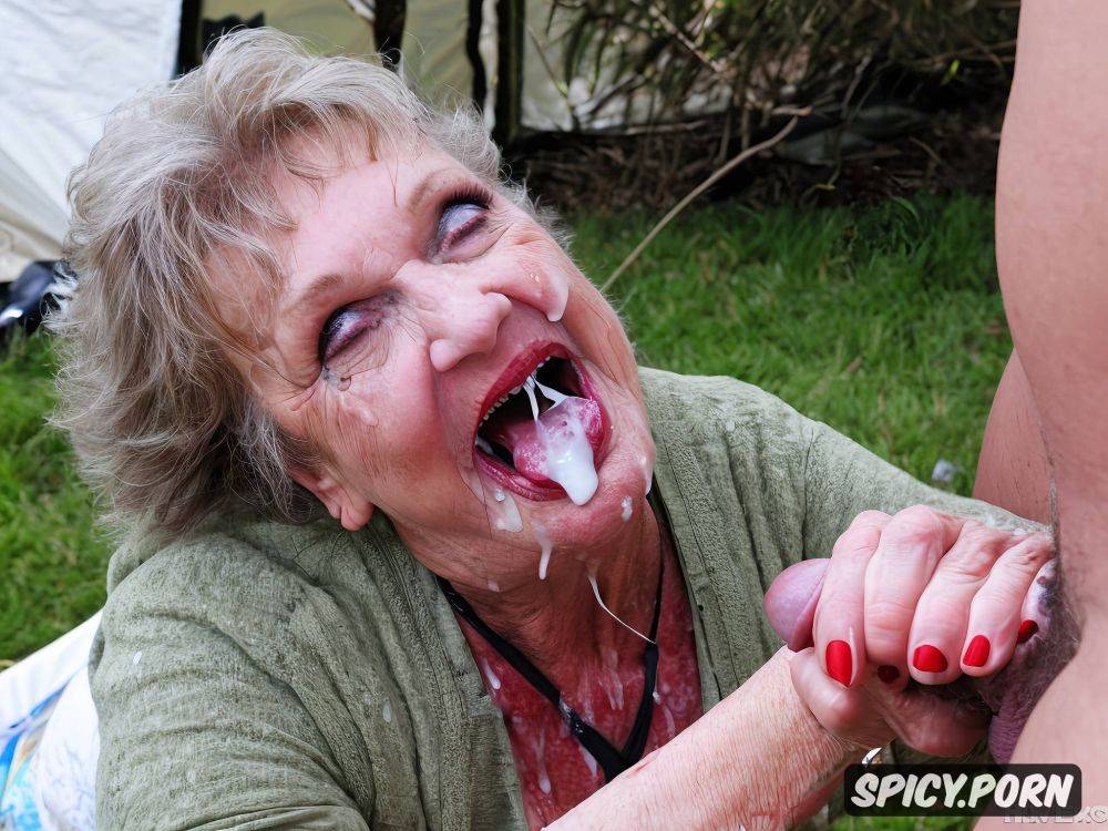 old zombie grandmother, in the tent, pov, vivid colors, tremendous cum on tits - #main