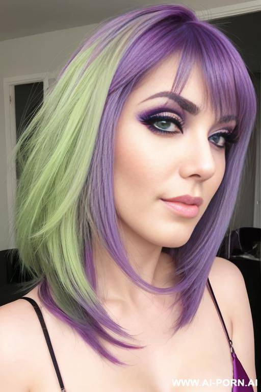 lime green eyes and purple hairs - #main