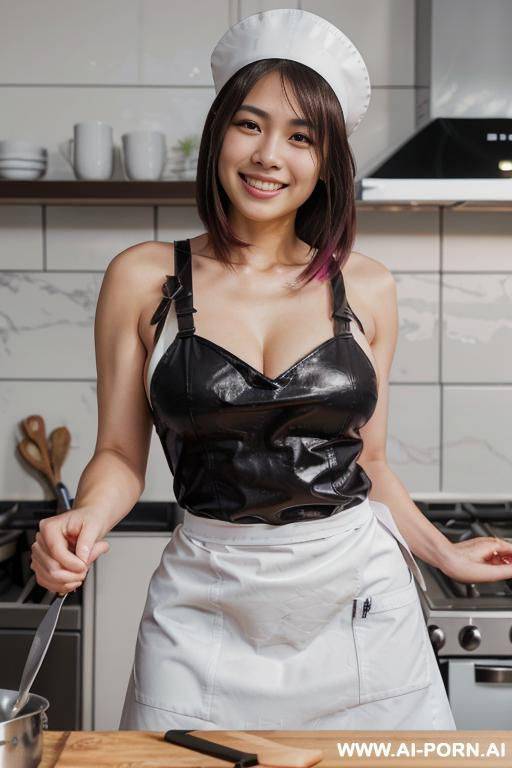 upper-body. giggly expression. tanned japanese escort model. very-long bobcut hair. decent clothes. she has full, natural lips. real-life sei-ra sodes-hiro! - #main