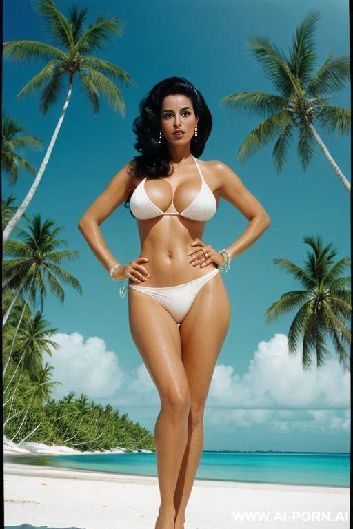 in black bikini, black and white filter - #main