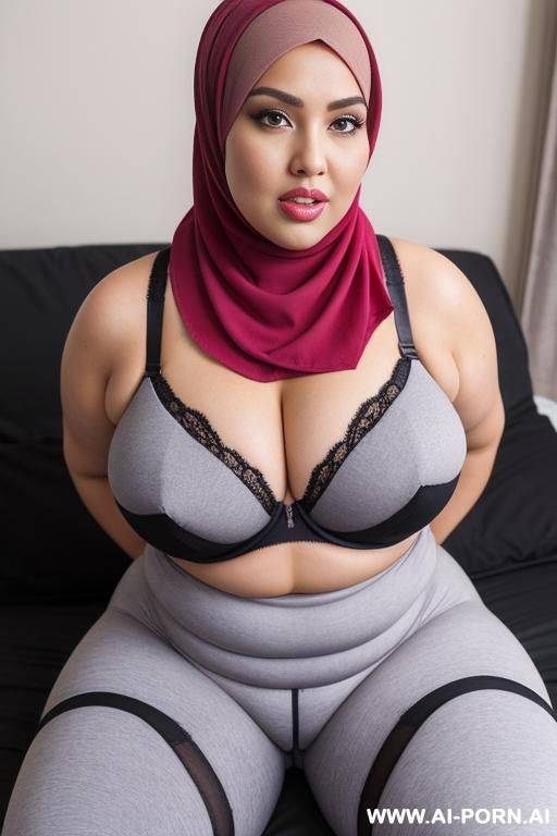 bbw hijab woman in leggings and bra sucking a penis - #main