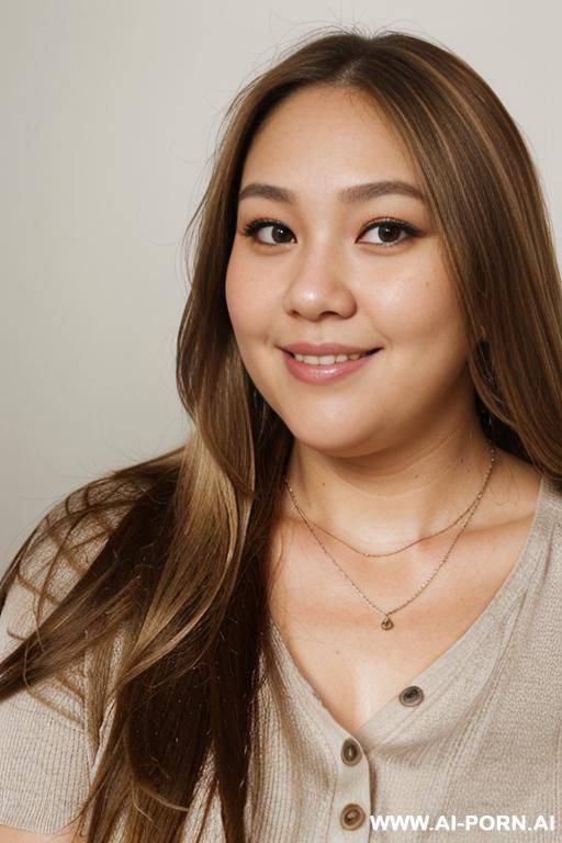 profile picture, pfp, (((face closeup))), (((fat face))), (((round face))), (((extremely long hair))), looking at viewer, ((front facing)), (((headshot))), front view, a chubby shorty filipina milf is - #main