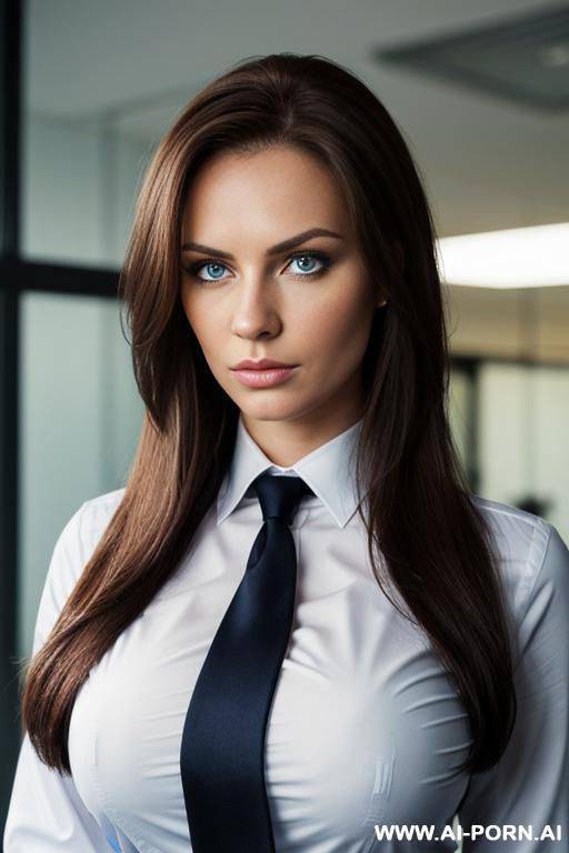 massive boobs, business shirt, tie, office pants, attorney uniform - #main