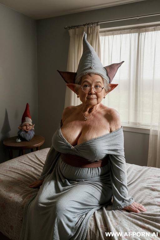 amateur suburban grandma ((softly built with a natural fullness!)). she is (partially sitting up in bed!) (legs stretched out under the blanket!) ((supported by pillows behind her back!)) - #main