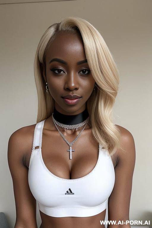 chocker necklace, crop top on top, ((pussy on bot)) - #main