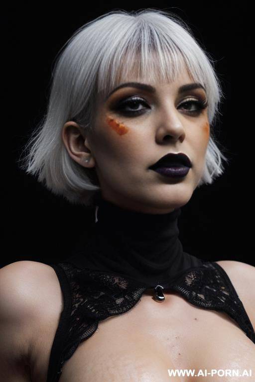 (black gothic make-up) ((((black lipstick)))) ((heavy thunderstorm with lightning in the horizon)) (((blazing ashes falling from the sky))) (((( white skin)))) (((( no nudity )))) - #main